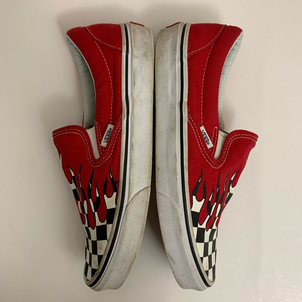 Vans Slip-On Checkerboard Flame Red Hombre Size 8 Men